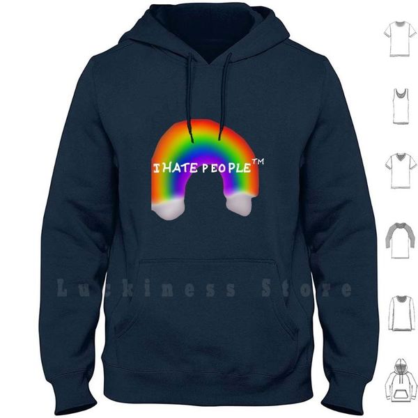 

men's hoodies & sweatshirts i hate people  long sleeve rainbow sarcasm hatred hating dislike disdain anger misanthropy, Black