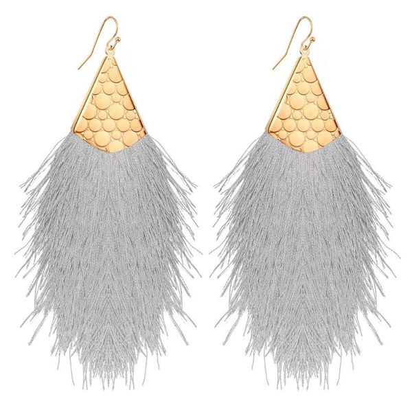 

dangle & chandelier trendy big statement tassel earring fringed tassels earrings for women, Silver