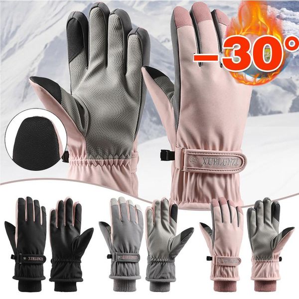 

ski gloves thermal women winter fleece waterproof warm snowboard snow full fingers touch screen skiing riding mittens