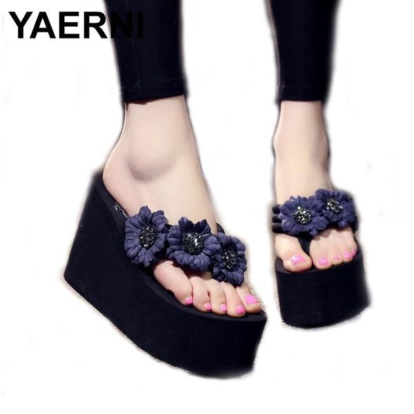 

slippers yaerni women pearl beach shoes flat woman sandals summer 2021 lady fashion luxury shoe designers, Black