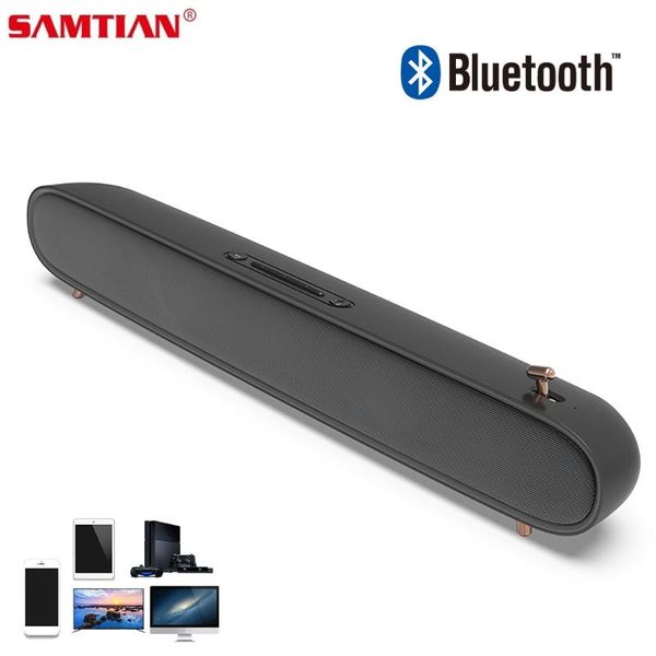 

mini speakers samtian retro wireless bluetooth soundbar subwoofer 3d surround sound dual with microphone for all phone computer