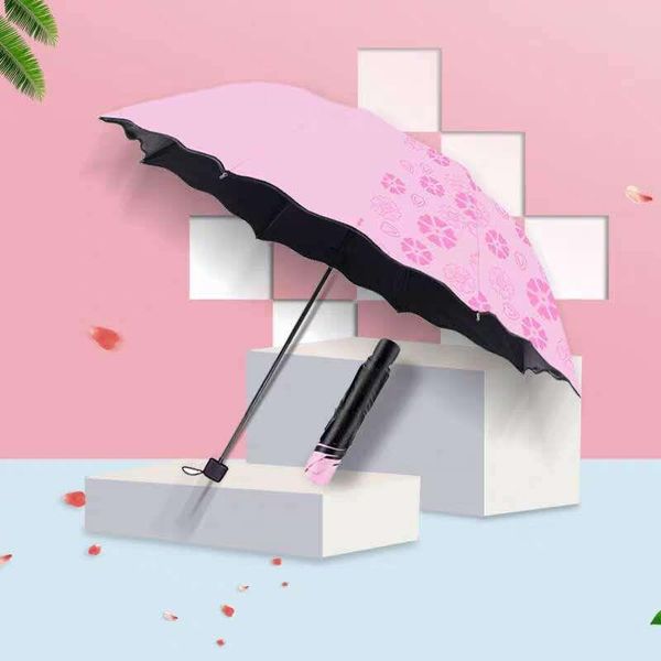 

umbrellas art style for girls college beautiful pure color blooming in water small and portable umbrella shelter from wind
