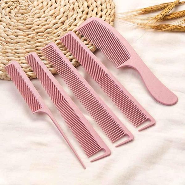 

hair brushes 5pcs/set wet dry random color travel salon pographic studio home multifunction barber styling combs detangling men women, Silver