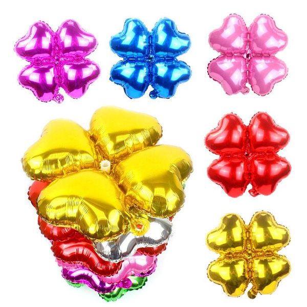 

party decoration four-leaf clover balloon flower golden silver rose gold blue green wedding birthday