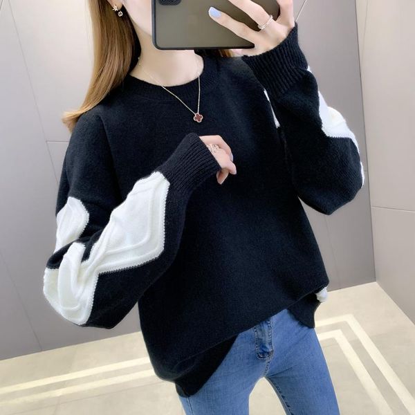 

women's sweaters 217462 room 4 row no. actual shooting of ultra-fine wool color matching diamond pullover sweater [1088] 71, White;black