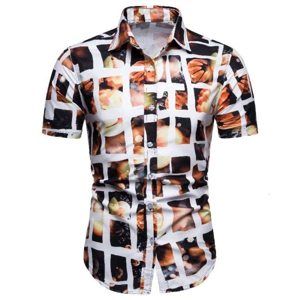 

dresses summer fashion casual men's short sleeve shirt style slim floral shirt men's, White;black