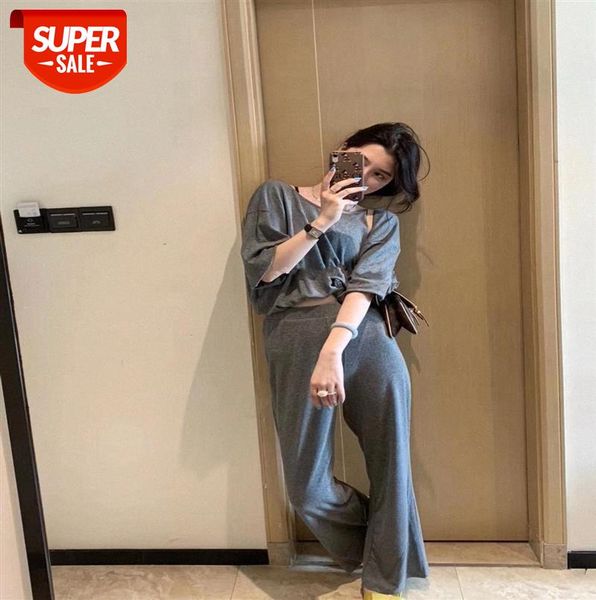 

dongdaemun, korea big open back lazy knit set grey black #hl1j