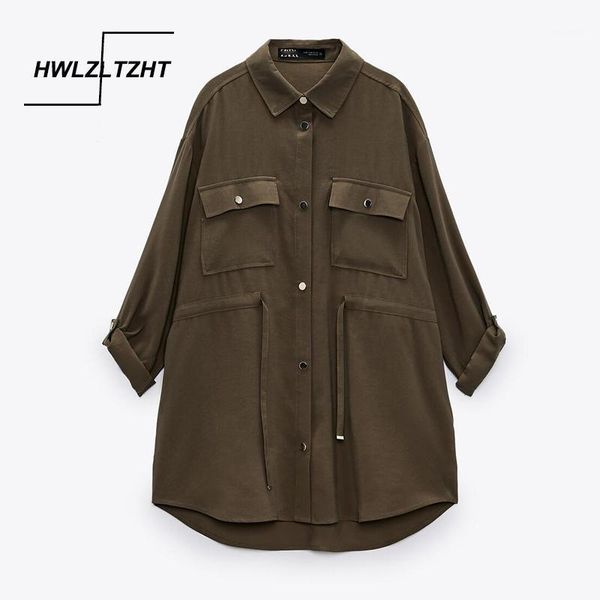 

women's jackets hwlzltzht casual basic jacket women oversized woman summer button long sleeve adjustable belt coat, Black;brown