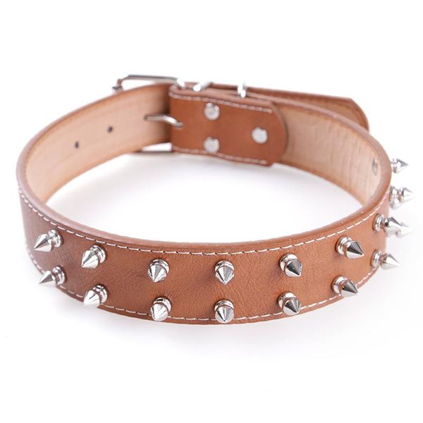 

arrival dog collars pu leather rivet large size 3.5cm width use adjustable & leashes