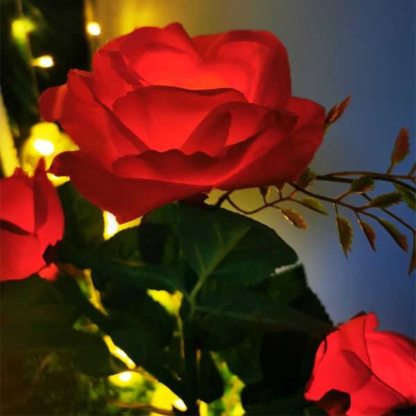 

solar simulation outdoor rose garden decoration 3 flower solar energy lawn lamp