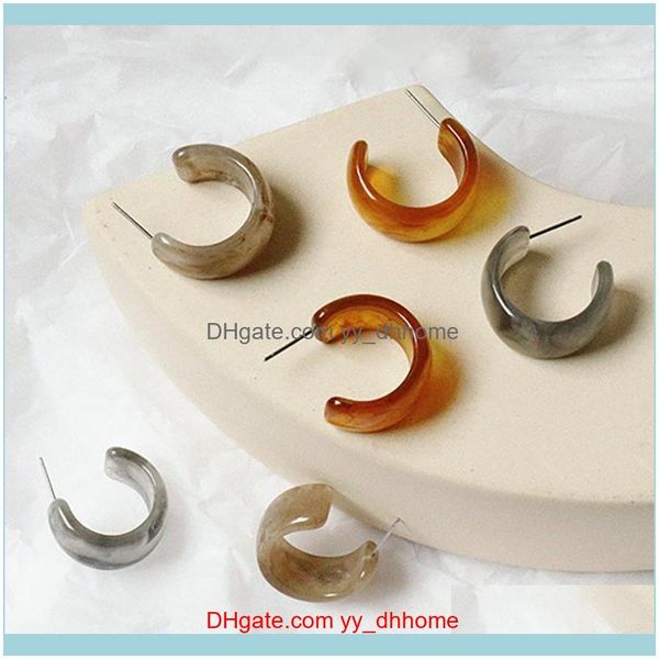 

jewelrytrendy clear marble acrylic hoop earrings simple geometric c shaped resin acetate small circle for women girls & hie drop delivery 20, Golden;silver