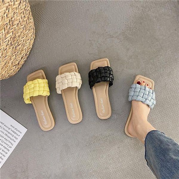 

slippers casual female shoes slides luxury soft 2021 summer flat pu rome fashion basic ladies' slip, Black