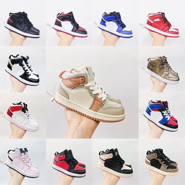 

kids new jumpman 1 basketball shoes high og toddler baskets boots chaussures enfants sneakers infant baby boy girls zapatos childrens outdoo, Black