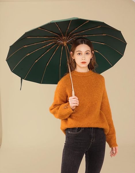 

umbrellas 16k reinforced wind-resistant umbrella sunny and rainny dual-use three folding sun uv protection for women