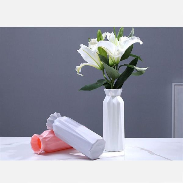 

vases tableware ornaments fashion home decoration color plastic round flower vase drop-resistant nordic style