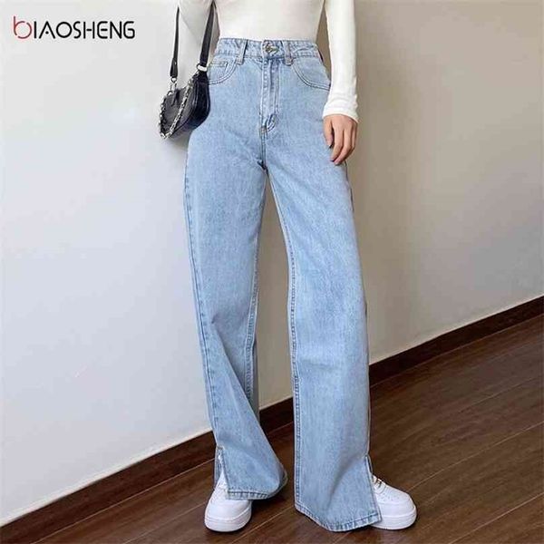 

women jeans high waist baggy mom straight jean femme plus size wide leg trousers fashion loose streetwear denim pants 210915, Blue