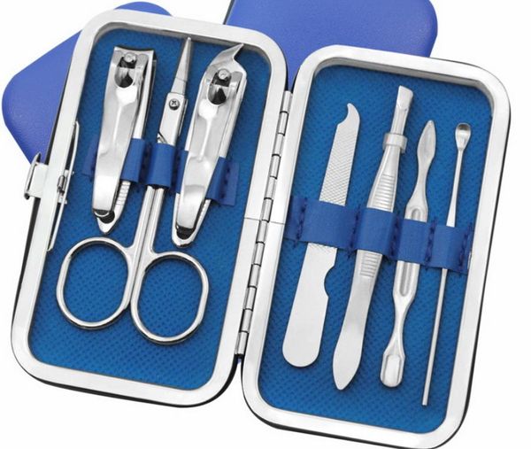 

nail art kits 200set 7pcs/set portable stainless steel manicure care tool mini finger toe cutter clipper file scissor tweezer