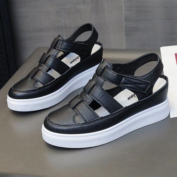 

sandals women summer fashion women's 2021 round head comfortable solid color all-match casual shoes platform, Black