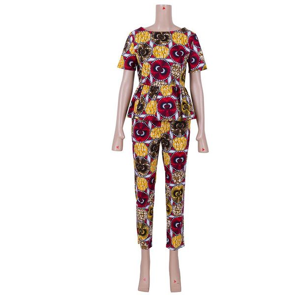 

in stock african suit for women print wa plus sizx 2 piece of and pant sets fashion clothing xh127 ethnic, Red