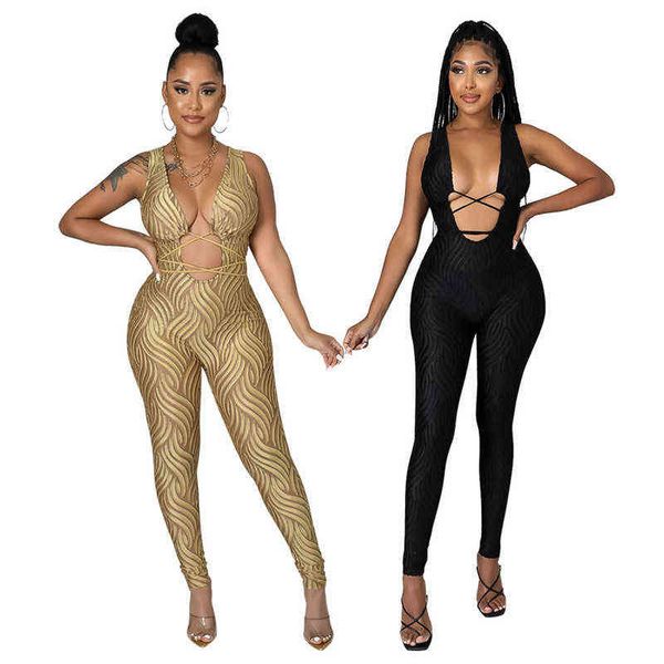 

simple pure color deep v neck sleeveless skinny jumpsuits tight club party lady fashion bodysuits 211116, Black;white