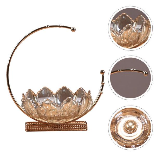 

dishes & plates 1pc iron glass tray snack dried fruit container home light brown
