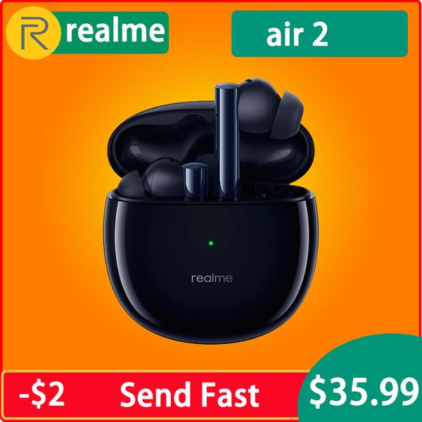 

realme buds air 2 anc wireless bluetooth earphone 25hrs total playback 88ms er low latency 10mm hi-fi bass boost real stock