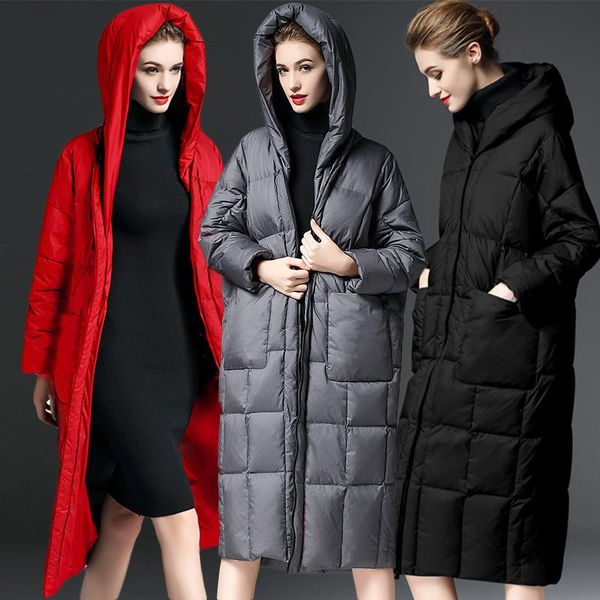 

women's down & parkas fashion women hooded jackets winter female thick warm long slim coats 2021 ladies loose cold-proof outerwear, Black