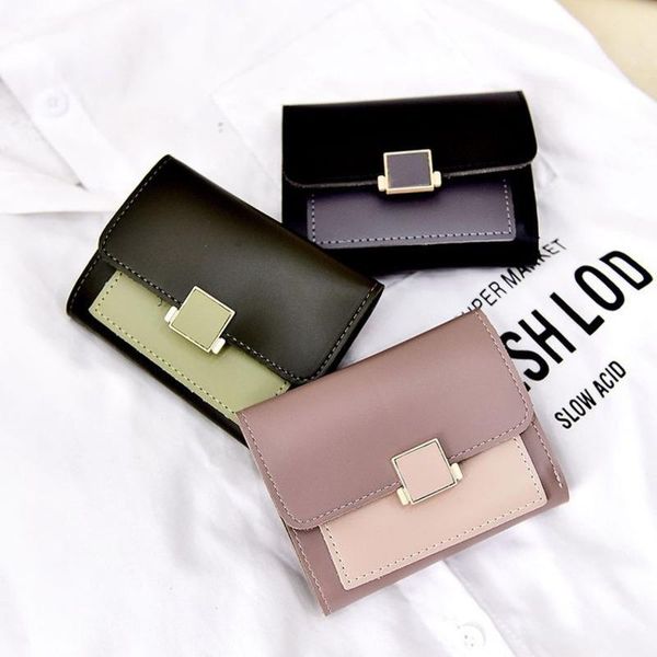 

small wallet women's short korean summer folding simple fashion card bag mini zero wallets purse, White