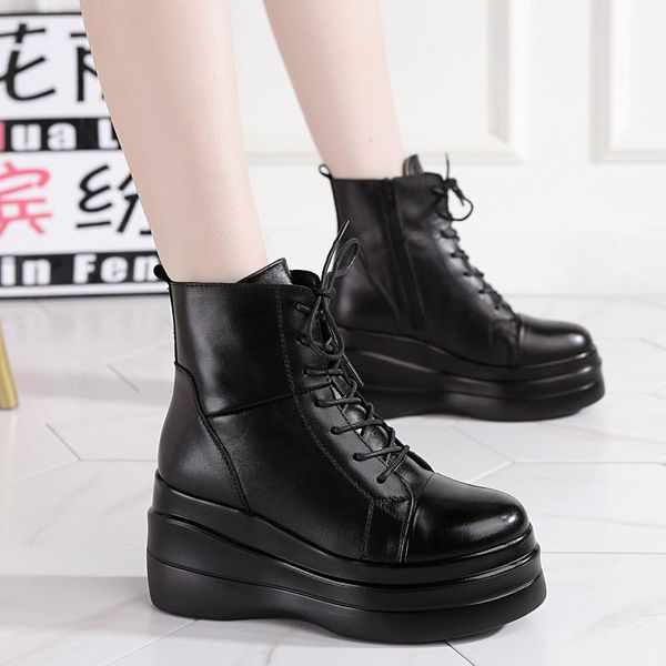 

boots nice cool autumn women platform sneakers black shoes female wedges ankle for