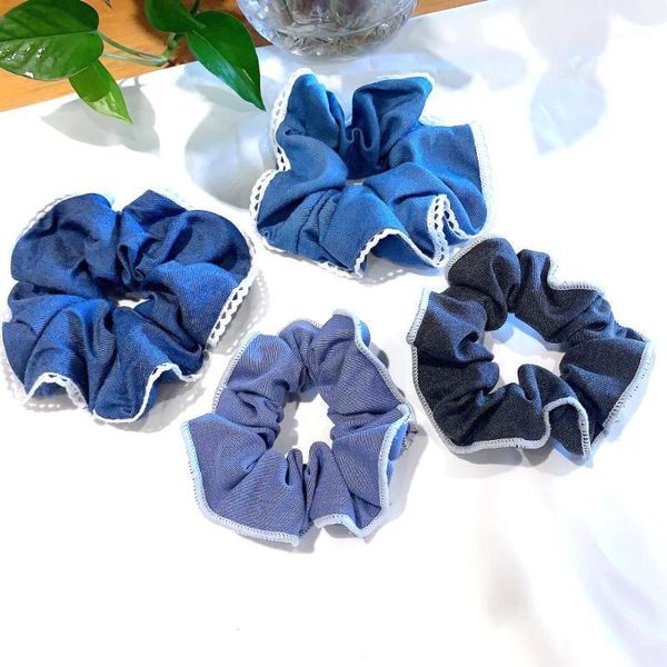 

women denim hair bands scrunchies girl's cute accessories ponytail holder1