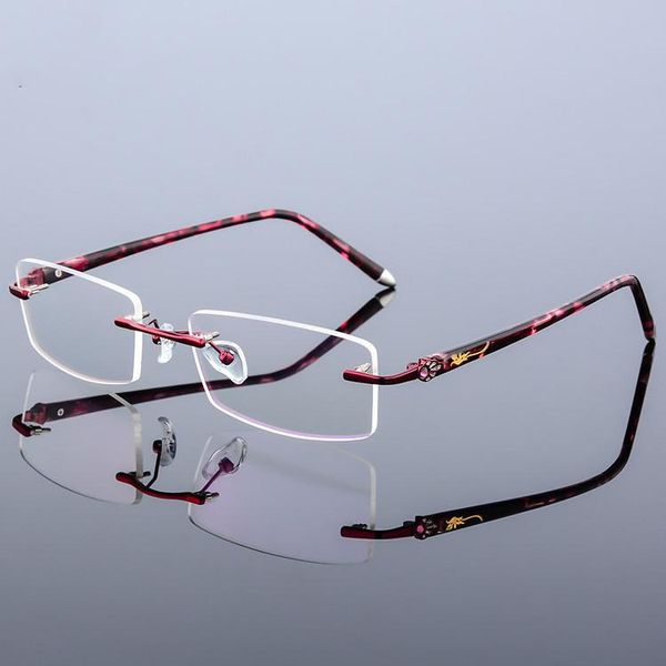 

fashion sunglasses frames elegant lady alloy glasses reading frame women diamond cutting ultralight frameless myopia prescription, Black
