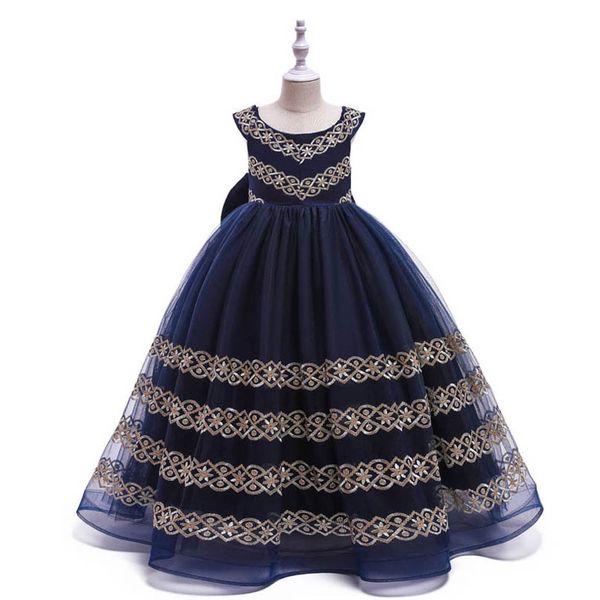 

girls dresses children dress princess girl birthday kids clothes flower party long embroidered evening gown b9018, Red;yellow