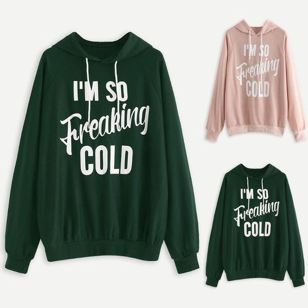 

women's hoodies & sweatshirts women casual hooded i m so cold letter long sleeve pullover sweatshirt winter harajuku warm #t1g, Black