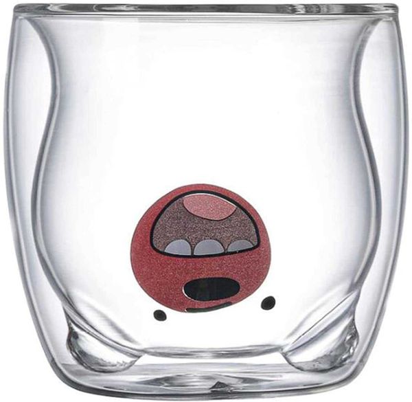 

1pcs cute bear mugs insulated double wall glass cups animal tea milk juice chocolate cappuccino home