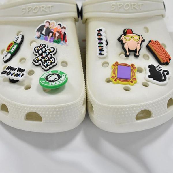 

wholesale friend shoe charm decorations parts accessories for croc charms clog wristband buckle, White;pink