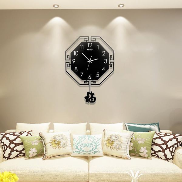 

wall clocks creative digital pendulum clock 3d modern design large hanging watch metal pointer quartz black and red ent