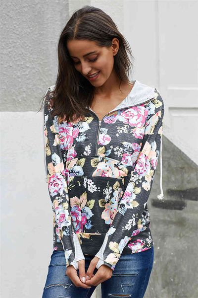 

women lapel neck hoodies long sleeve floral and camouflage wide waisted sweatshirt male loose hoodies, Black