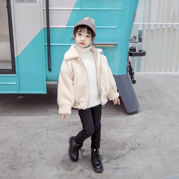 

jackets girls' coat kids jacket underwear 2021 beige plus velvet thicken warm winter autumn school cotton fleece children's clothi, Blue;gray