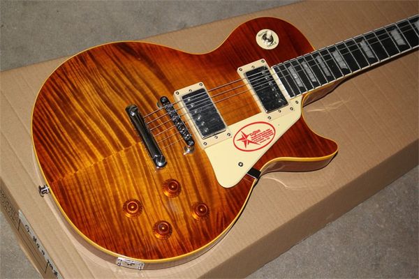 

flyoungstandard electric guitar retro smoked light brown light yellow wrapped ebony fingerboard