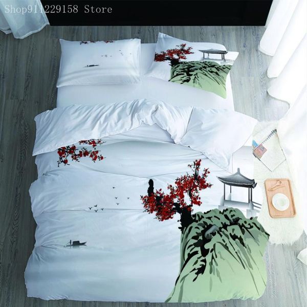 

bedding sets 3d chinese style set soft microfiber plant duvet cover  king size quilt with pillowcase 2/3pcs
