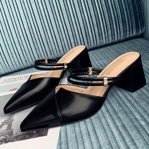 

women sandals summer female shoes metal square heel high heels, Black