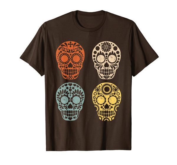 

vintage sugar skull día de muertos day of dead t-shirt, White;black