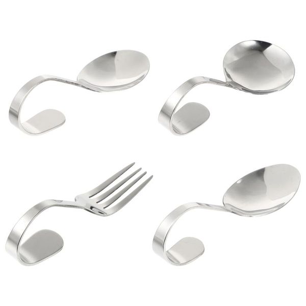 

spoons 4pcs simple dessert practical bent handle durable (silver)