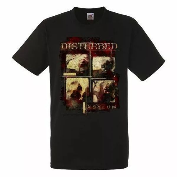 

disturbed rubber room black mens t-shirt men rock band tee shirt, White;black