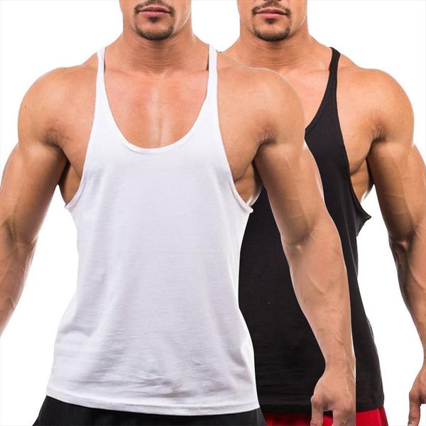 

slim vest summer mens muscle bodybuilding tank sleeveless solid color, White;black