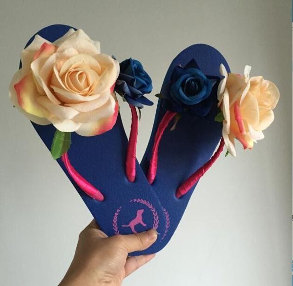 

pink rose flowers pearl deer beach sandals flip flops slippers, Black