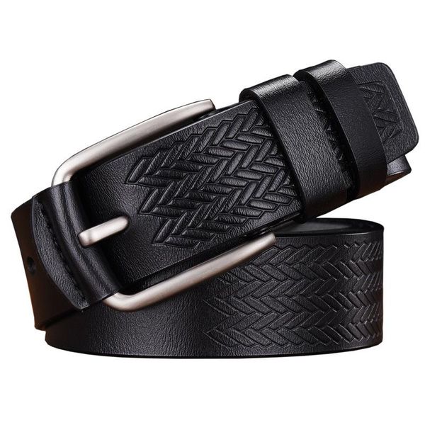

belts genuine leather men belt male pin buckle black cowboy trouser strap cowskin waistband, Black;brown