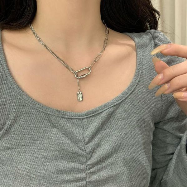 

pendant necklaces creative chain choker necklace for women chains on neck with geometric 2021 fashion simple jewelry, Silver