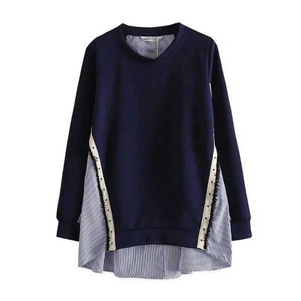 

women's hoodies & sweatshirts jackets autumn 2021 fashion fake two-piece stitching long sleeve round neck sweetshirts for women, Black