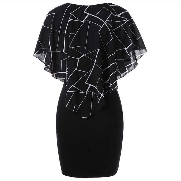 

women's geometric digital print stitching solid size drs, Black;gray